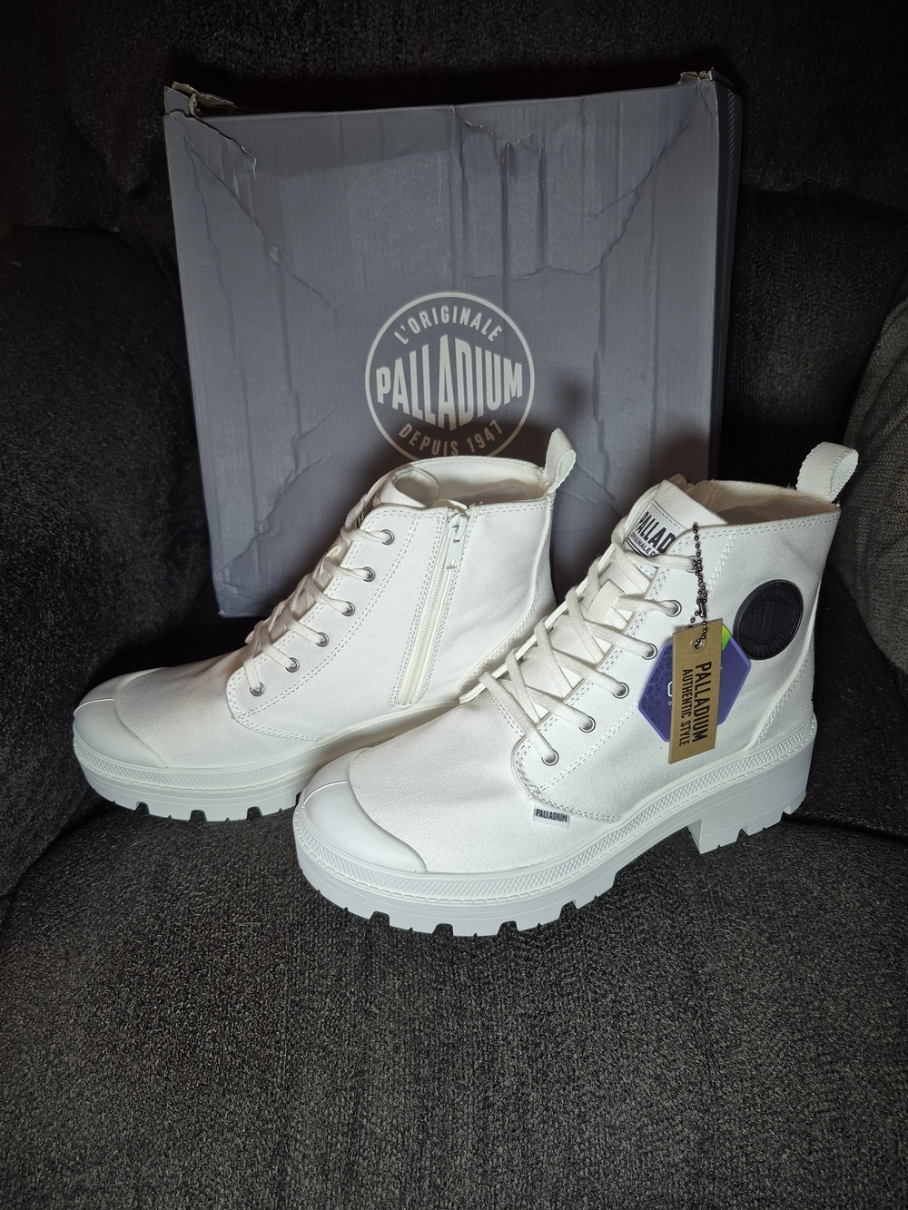 Palladium White Canvas Combat Boots